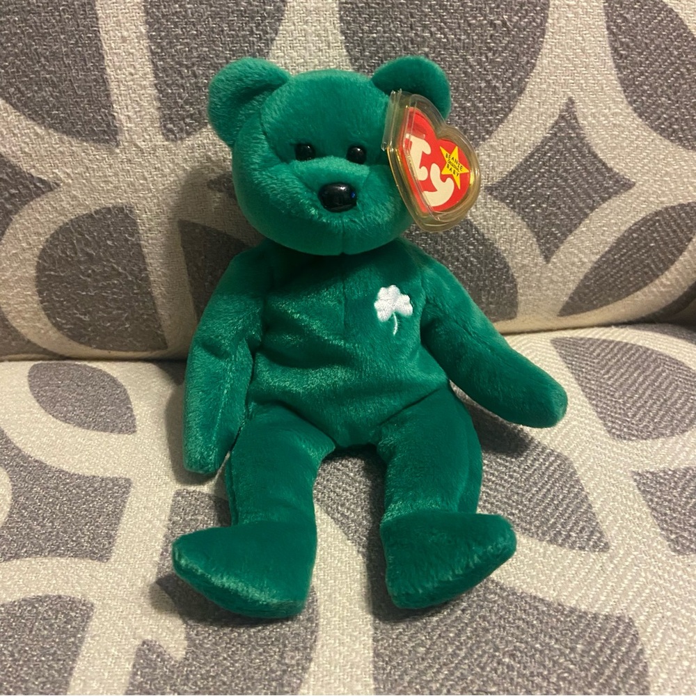TY Beanie Baby Erin The Green Irish Bear Plush Stuffed Animal